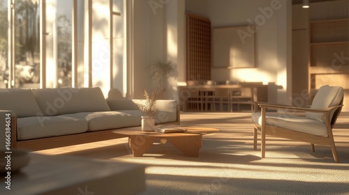 Serene Minimalist Living Room Sunlight.