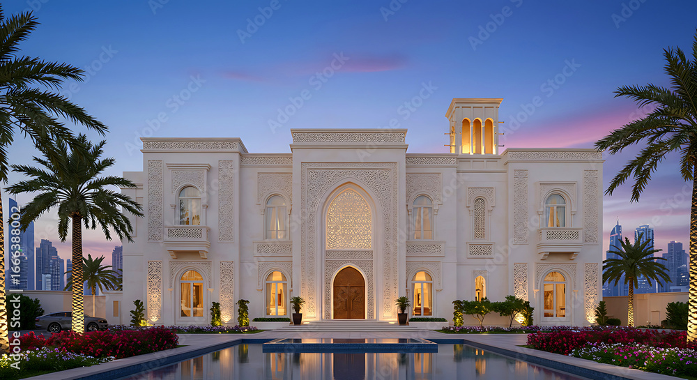 Obraz premium Magnificent luxury property exterior with elegant design