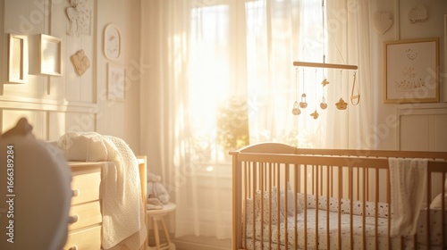 Sunlit Nursery Babys Cozy Crib.