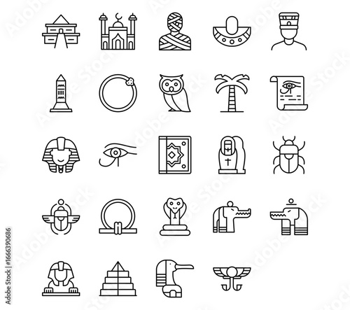 Egypt Line Vector Icons