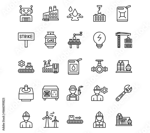 Manufacturing Line Vector Icons