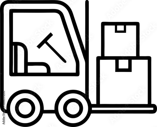 Forklift truck with box Icon outline icon transparent background