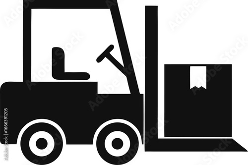 Forklift truck with box Icon silhouette transparent background