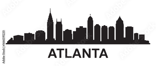 ATLANTA GEORGIA City Skyline Silhouette Cityscape Vector. Vector black silhouette. with white background