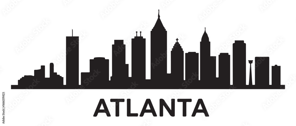 Obraz premium ATLANTA GEORGIA City Skyline Silhouette Cityscape Vector. Vector black silhouette. with white background