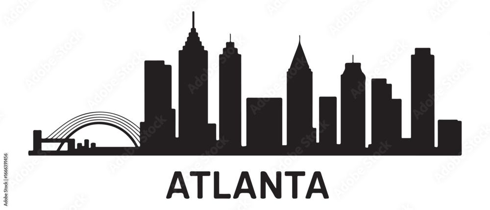 Fototapeta premium ATLANTA GEORGIA City Skyline Silhouette Cityscape Vector. Vector black silhouette. with white background