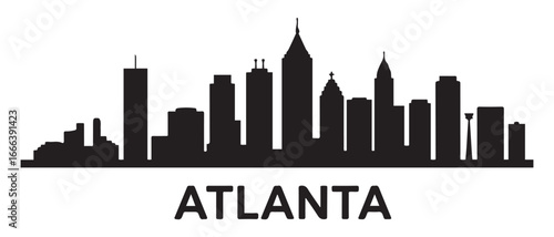 ATLANTA GEORGIA City Skyline Silhouette Cityscape Vector. Vector black silhouette. with white background