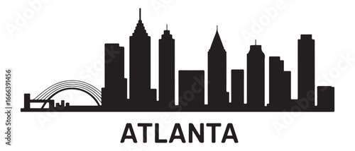 ATLANTA GEORGIA City Skyline Silhouette Cityscape Vector. Vector black silhouette. with white background