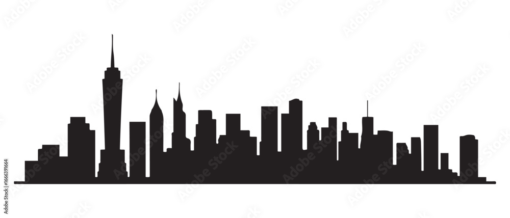 Fototapeta premium NEW YORK City Skyline Silhouette Cityscape Vector. Vector black silhouette. with white background