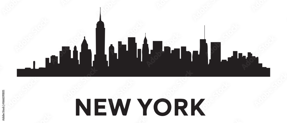 Obraz premium NEW YORK City Skyline Silhouette Cityscape Vector. Vector black silhouette. with white background