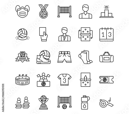 Volleyball Line Vector Icons