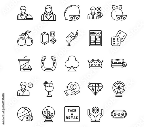Casino Line Vector Icons