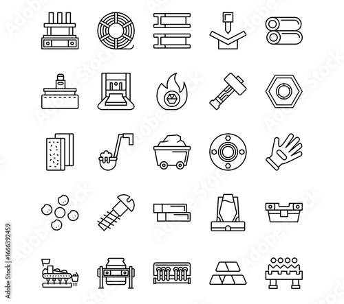 Mettalurgy Line Vector Icons