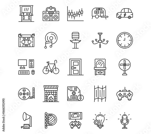 Retro Line Vector Icons