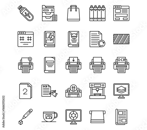 Printing Line Vector Icons
