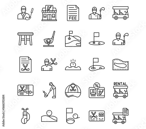 Golf Line Vector Icons