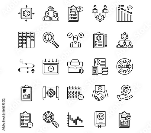 Project Assesment Line Vector Icons
