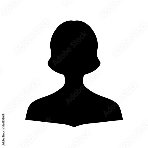 Silhouette of a woman's head, neck and shoulders against white background