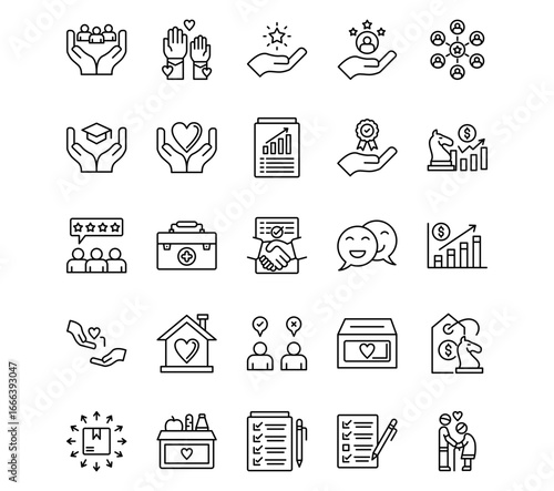 Charity Line Vector Icons