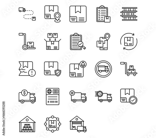 Order Fulfilment Line Vector Icons