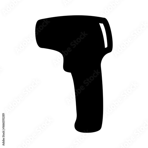 Black silhouette of non contact infrared thermometer, temperature measurement, healthcare technology