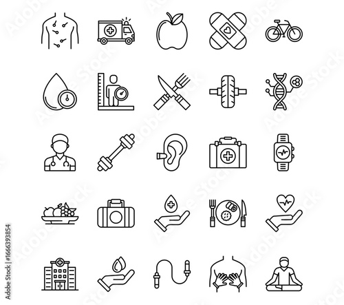 Physical Wellbeing Line Vector Icons