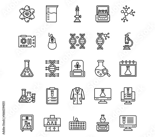Virtual Lab Line Vector Icons