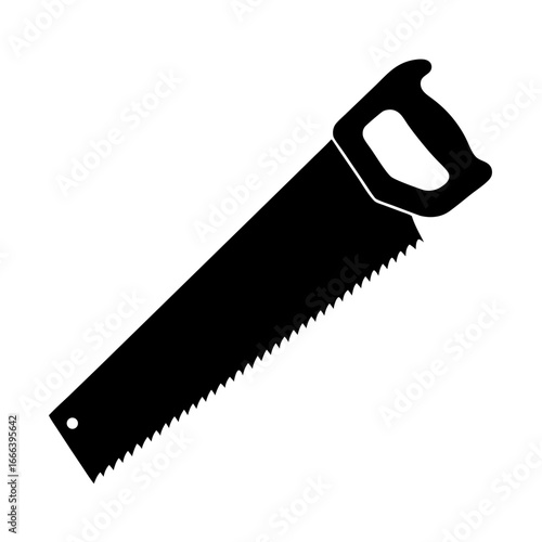 Illustration of a hand saw, a tool used in woodworking and construction