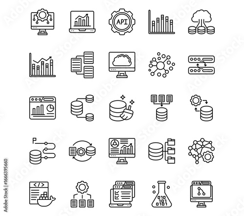 Data Science Line Vector Icons