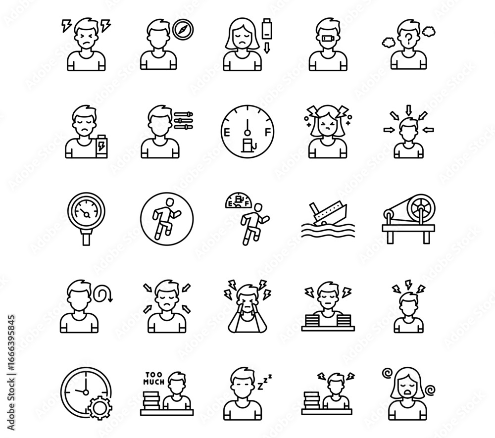Fototapeta premium Burnout Line Vector Icons