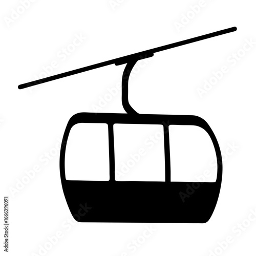 Silhouette of a gondola car, conveying the mountain transport experience