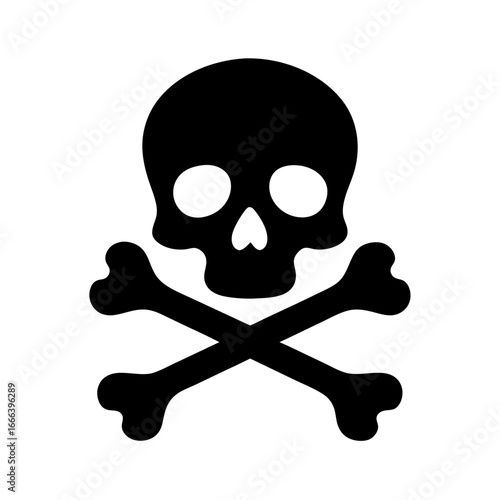 Classic skull and crossbones symbol representing danger and mortality, isolated on white