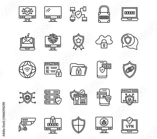 Information Security Line Vector Icons