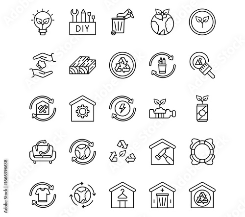 Upcycling Line Vector Icons