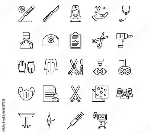 Surgery Line Vector Icons