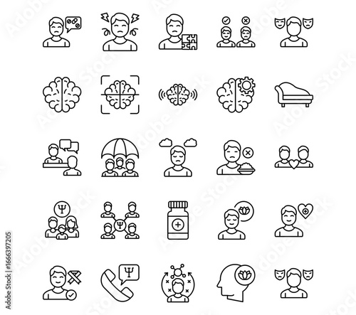 Psychiatry Line Vector Icons