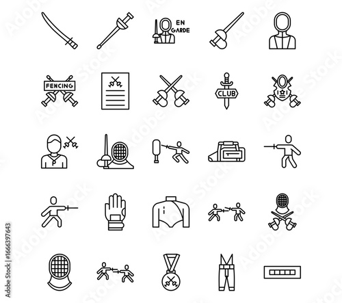 Fencing Line Vector Icons