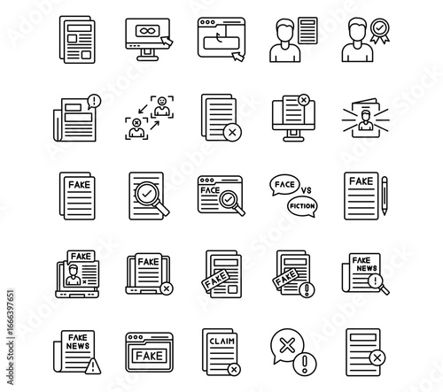 Fake News Line Vector Icons