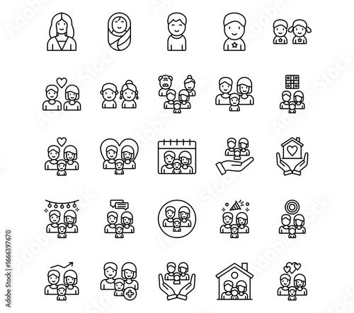Family Line Vector Icons