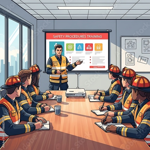 Firefighters in safety training session