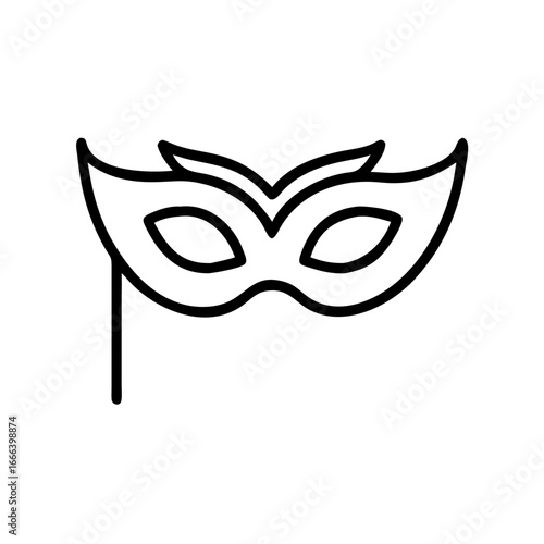 Carnival mask icon in simple line art design  