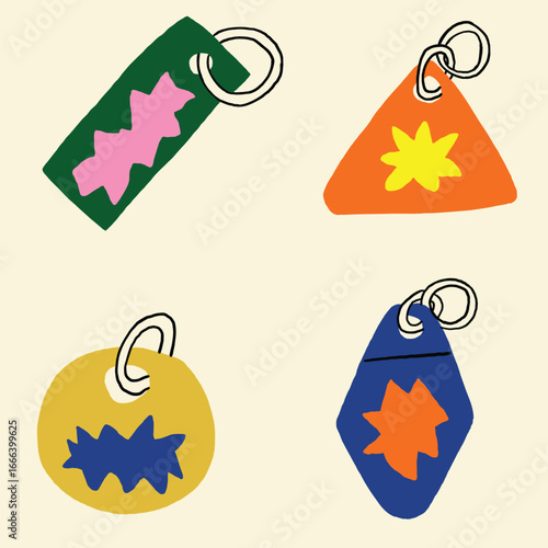 hand drawn cute keychain pop art illustration