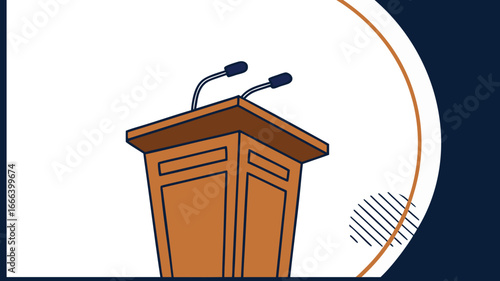 Wooden Podium with Microphones Illustration