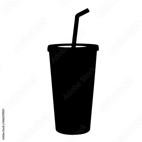 Silhouette of a cup with a lid and a straw illustration