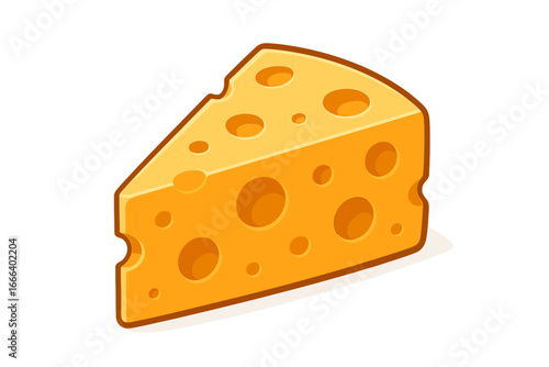 Cheese slice vector icon. Cartoon wedge of swiss cheese with holes isolated. Dairy food for nutrition, gourmet cooking or snack. Emmental, cheddar, maasdam cheese logo.