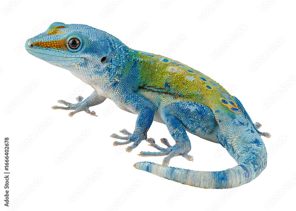 Fototapeta premium Detailed Side View of Isolated Gecko with Distinct Bumps on Tail
