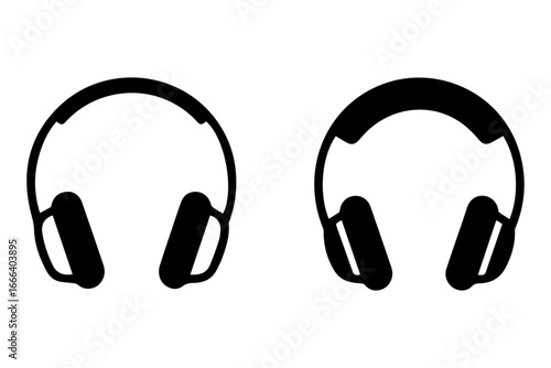black headphone silhouette  for music, audio, or sound