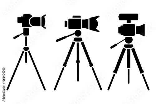 collection of different camera and tripod silhouettes