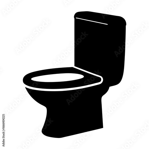 Toilet Silhouette Graphic Illustration of a Traditional Sanitation Appliance in Black