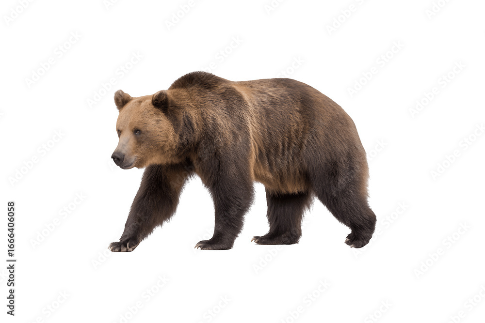 Fototapeta premium Grizzly bear walking in a natural pose, showcasing its strength and beauty 